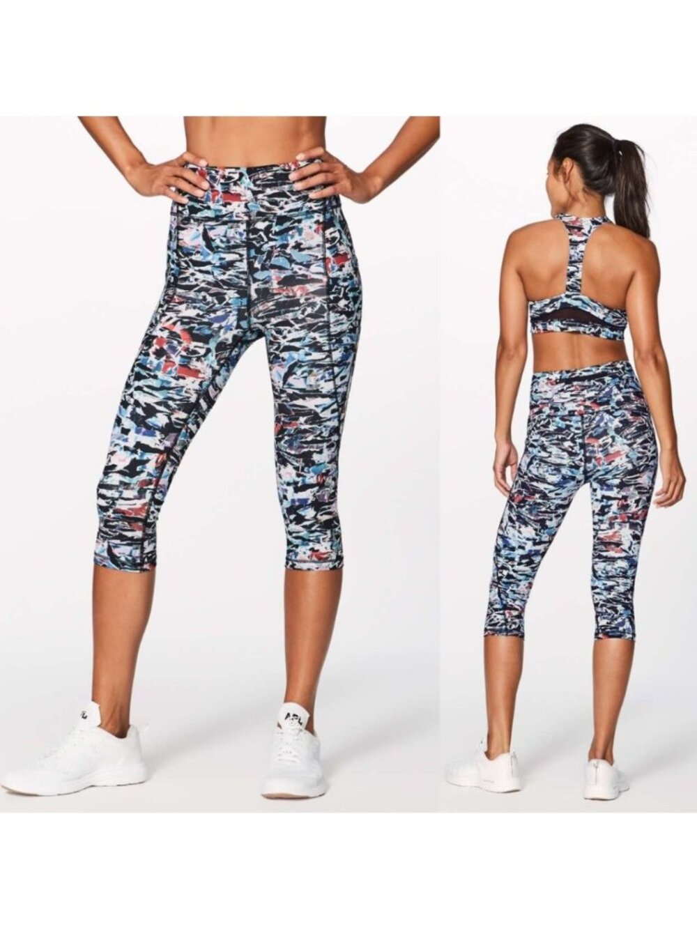 Lululemon Culture Clash Print Nulux High Rise Break Free Crop